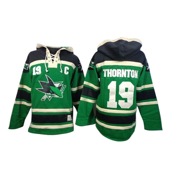 Joe Thornton San Jose Sharks Old Time Hockey Authentic St. Patrick's Day McNary Lace Hoodie Jersey - Green