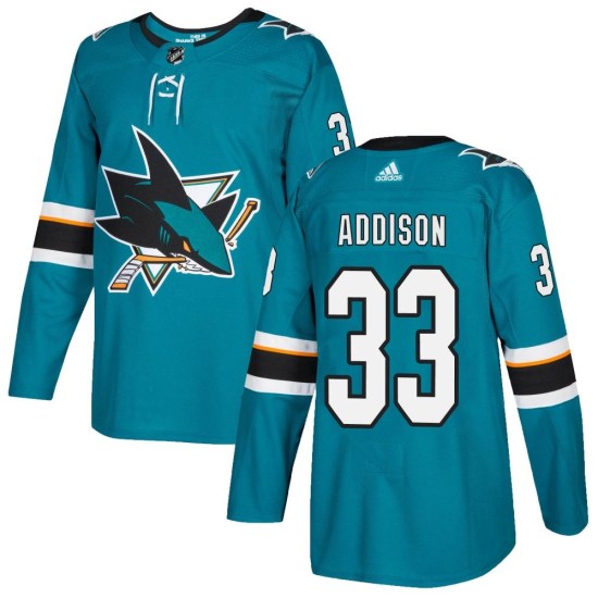 Calen Addison San Jose Sharks Authentic Home Adidas Jersey - Teal