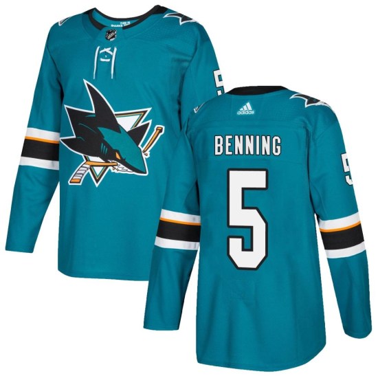 Matt Benning San Jose Sharks Authentic Home Adidas Jersey - Teal