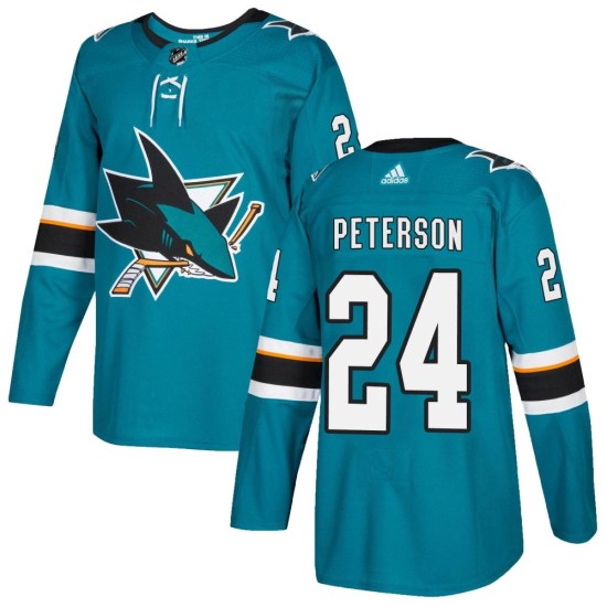 Jacob Peterson San Jose Sharks Authentic Home Adidas Jersey - Teal