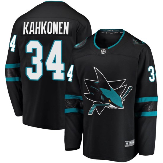 Kaapo Kahkonen San Jose Sharks Youth Breakaway Alternate Fanatics Branded Jersey - Black