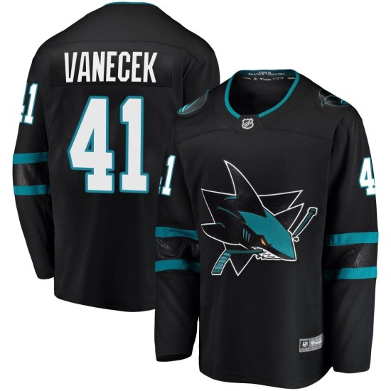 Vitek Vanecek San Jose Sharks Youth Breakaway Alternate Fanatics Branded Jersey - Black