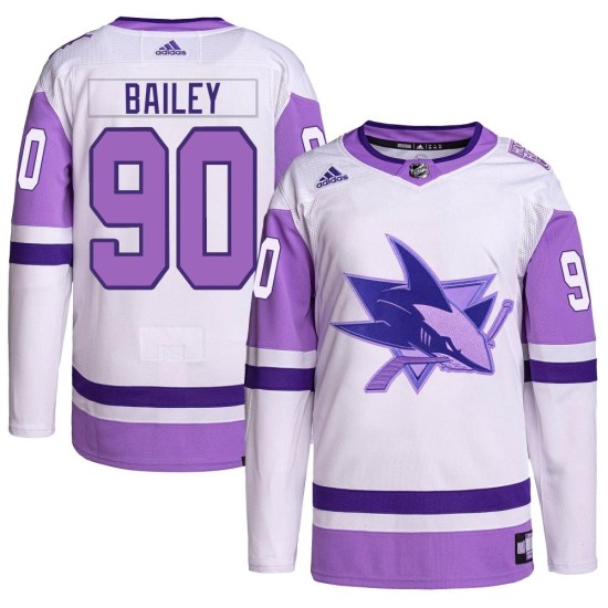 Justin Bailey San Jose Sharks Authentic Hockey Fights Cancer Primegreen Adidas Jersey - White/Purple