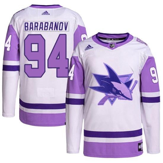 Alexander Barabanov San Jose Sharks Authentic Hockey Fights Cancer Primegreen Adidas Jersey - White/Purple