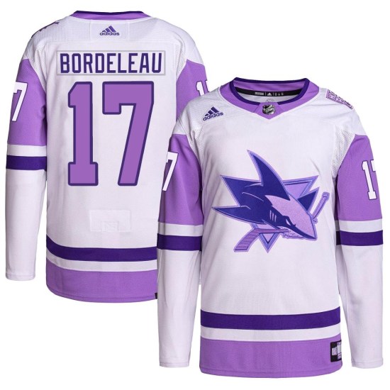 Thomas Bordeleau San Jose Sharks Authentic Hockey Fights Cancer Primegreen Adidas Jersey - White/Purple