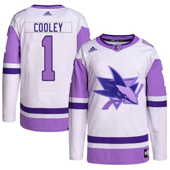Devin Cooley San Jose Sharks Authentic Hockey Fights Cancer Primegreen Adidas Jersey - White/Purple