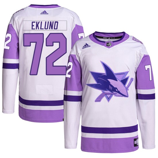 William Eklund San Jose Sharks Authentic Hockey Fights Cancer Primegreen Adidas Jersey - White/Purple