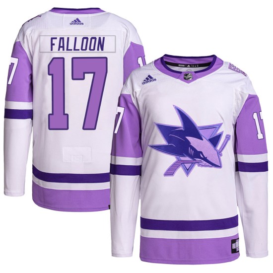 Pat Falloon San Jose Sharks Authentic Hockey Fights Cancer Primegreen Adidas Jersey - White/Purple