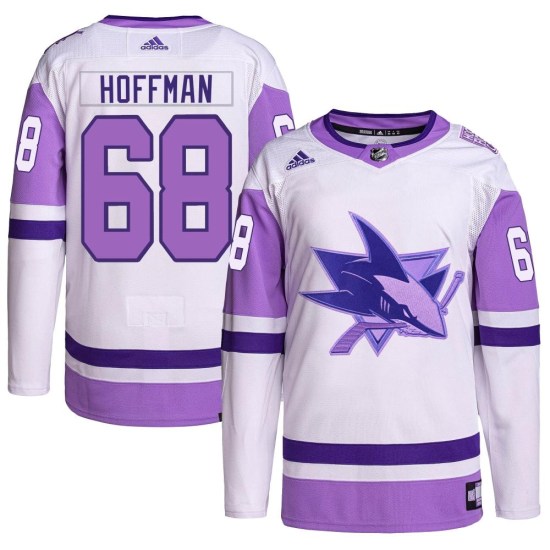 Mike Hoffman San Jose Sharks Authentic Hockey Fights Cancer Primegreen Adidas Jersey - White/Purple