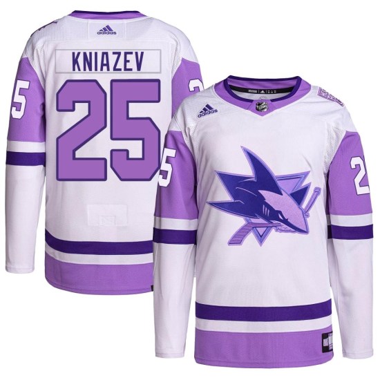 Artemi Kniazev San Jose Sharks Authentic Hockey Fights Cancer Primegreen Adidas Jersey - White/Purple