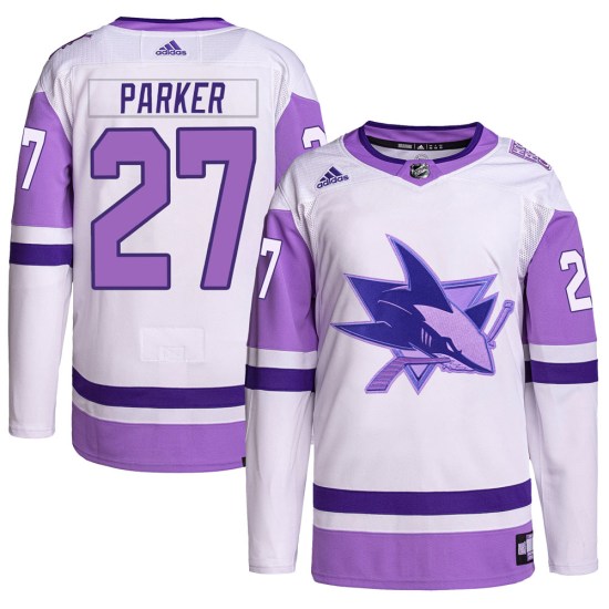 Scott Parker San Jose Sharks Authentic Hockey Fights Cancer Primegreen Adidas Jersey - White/Purple
