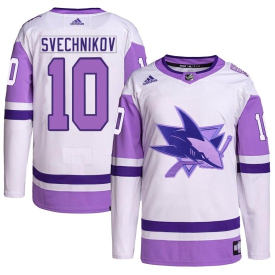 Evgeny Svechnikov San Jose Sharks Authentic Hockey Fights Cancer Primegreen Adidas Jersey - White/Purple
