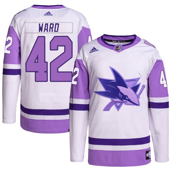 Joel Ward San Jose Sharks Authentic Hockey Fights Cancer Primegreen Adidas Jersey - White/Purple