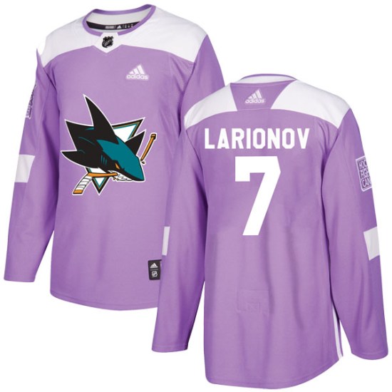 Igor Larionov San Jose Sharks Youth Authentic Hockey Fights Cancer Adidas Jersey - Purple