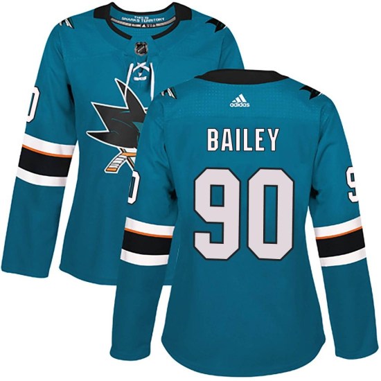 Justin Bailey San Jose Sharks Women's Authentic Home Adidas Jersey - Teal