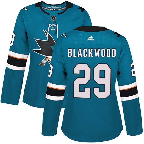Mackenzie Blackwood San Jose Sharks Women's Authentic Teal Home Adidas Jersey - Black