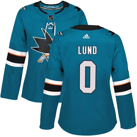 Cameron Lund San Jose Sharks Women's Authentic Home Adidas Jersey - Teal