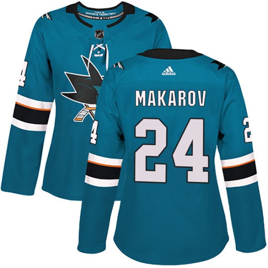 Sergei Makarov San Jose Sharks Women's Authentic Home Adidas Jersey - Teal