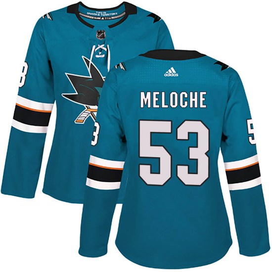 Nicolas Meloche San Jose Sharks Women's Authentic Home Adidas Jersey - Teal