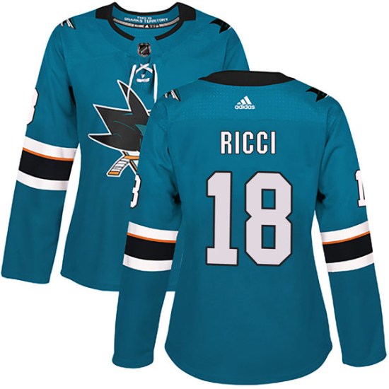 Mike Ricci San Jose Sharks Women's Authentic Home Adidas Jersey - Teal