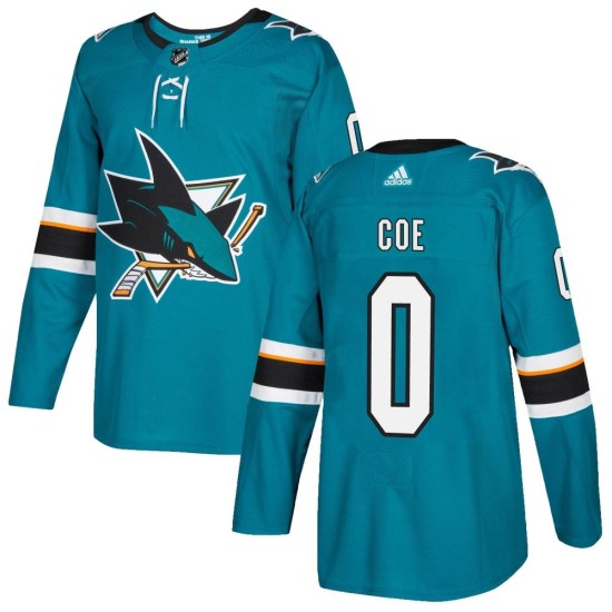 Brandon Coe San Jose Sharks Youth Authentic Home Adidas Jersey - Teal