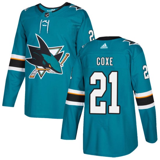 Craig Coxe San Jose Sharks Youth Authentic Home Adidas Jersey - Teal