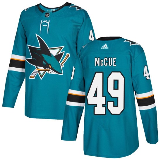 Max McCue San Jose Sharks Youth Authentic Home Adidas Jersey - Teal