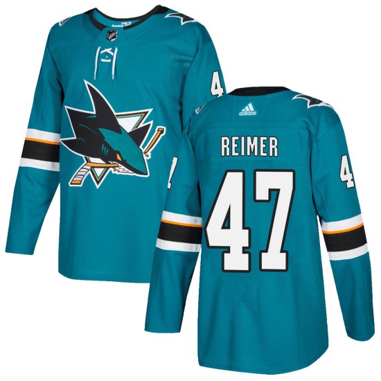 James Reimer San Jose Sharks Youth Authentic Home Adidas Jersey - Teal