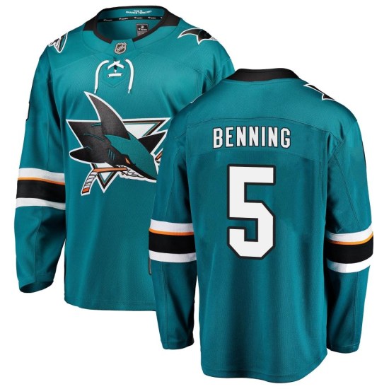 Matt Benning San Jose Sharks Breakaway Home Fanatics Branded Jersey - Teal