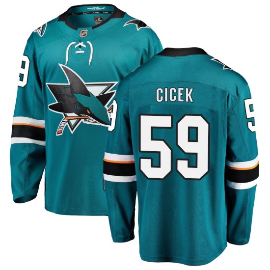 Nick Cicek San Jose Sharks Breakaway Home Fanatics Branded Jersey - Teal