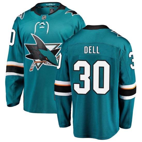Aaron Dell San Jose Sharks Breakaway Home Fanatics Branded Jersey - Teal