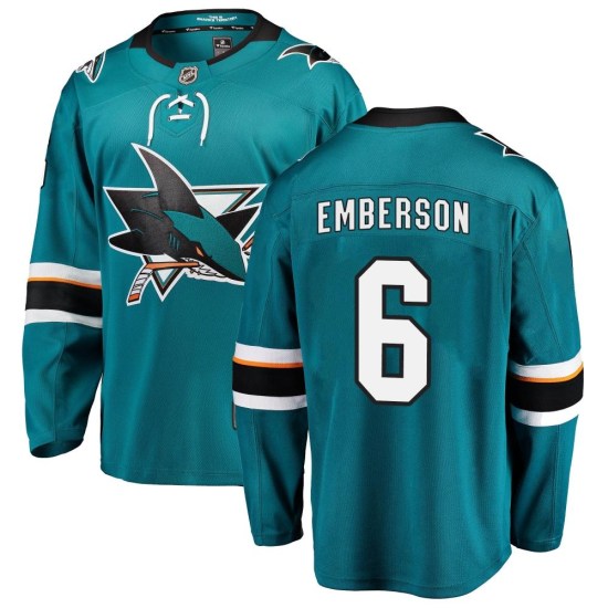 Ty Emberson San Jose Sharks Breakaway Home Fanatics Branded Jersey - Teal