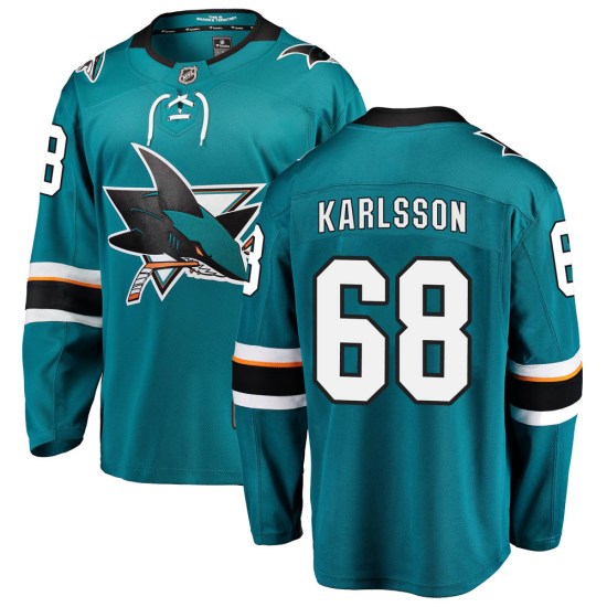 Melker Karlsson San Jose Sharks Breakaway Home Fanatics Branded Jersey - Teal