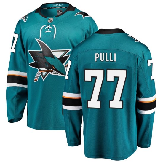 Valtteri Pulli San Jose Sharks Breakaway Home Fanatics Branded Jersey - Teal