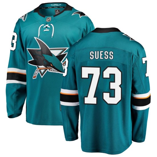 CJ Suess San Jose Sharks Breakaway Home Fanatics Branded Jersey - Teal