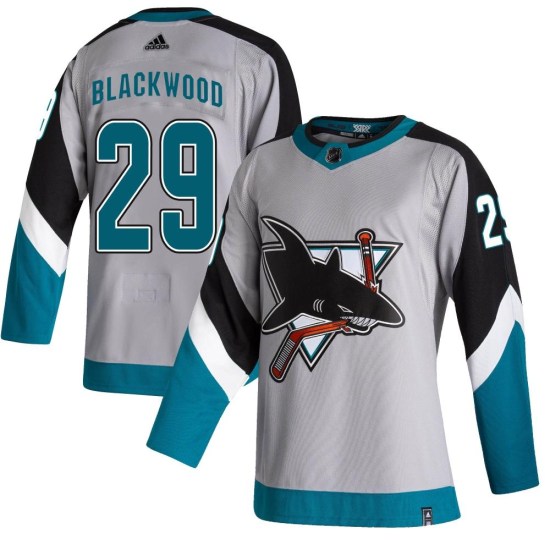 Mackenzie Blackwood San Jose Sharks Youth Authentic Gray 2020/21 Reverse Retro Adidas Jersey - Black