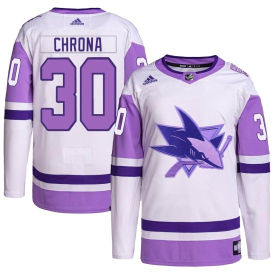 Magnus Chrona San Jose Sharks Youth Authentic Hockey Fights Cancer Primegreen Adidas Jersey - White/Purple