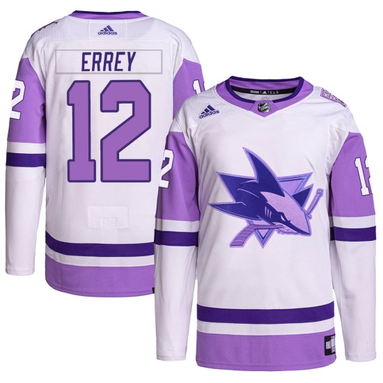 Bob Errey San Jose Sharks Youth Authentic Hockey Fights Cancer Primegreen Adidas Jersey - White/Purple