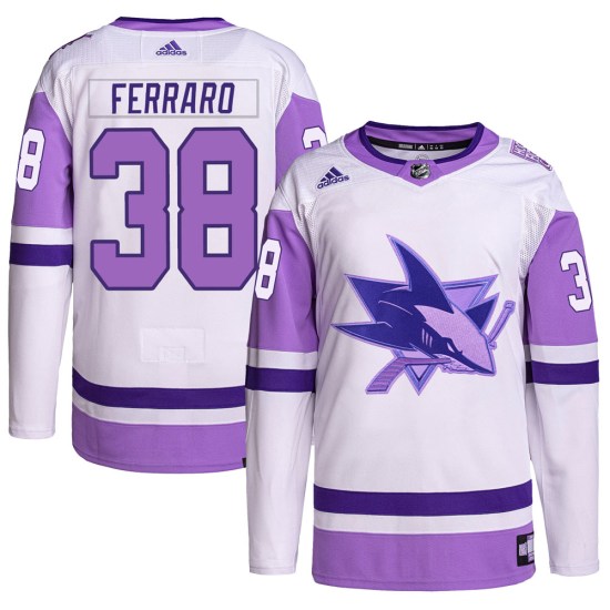 Mario Ferraro San Jose Sharks Youth Authentic Hockey Fights Cancer Primegreen Adidas Jersey - White/Purple