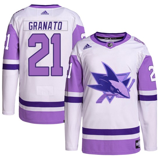 Tony Granato San Jose Sharks Youth Authentic Hockey Fights Cancer Primegreen Adidas Jersey - White/Purple