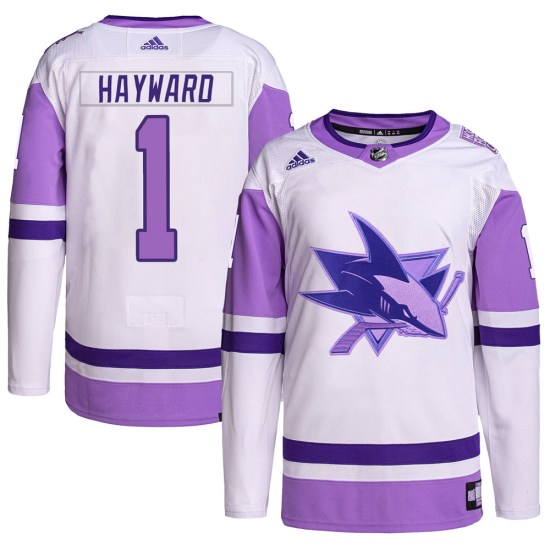 Brian Hayward San Jose Sharks Youth Authentic Hockey Fights Cancer Primegreen Adidas Jersey - White/Purple