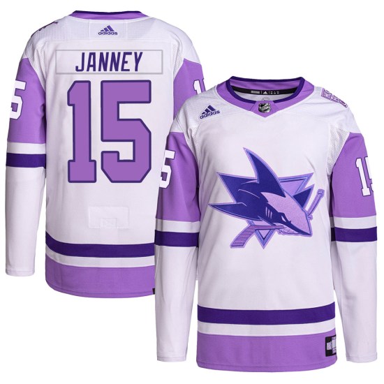 Craig Janney San Jose Sharks Youth Authentic Hockey Fights Cancer Primegreen Adidas Jersey - White/Purple