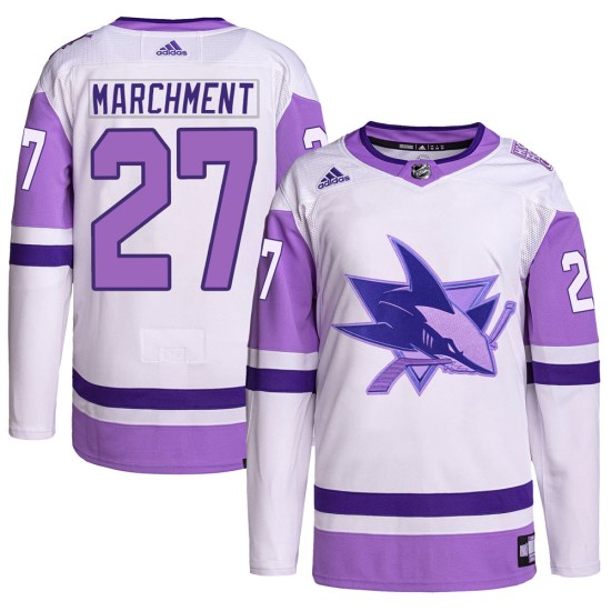 Bryan Marchment San Jose Sharks Youth Authentic Hockey Fights Cancer Primegreen Adidas Jersey - White/Purple