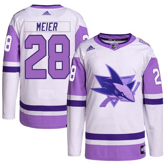Timo Meier San Jose Sharks Youth Authentic Hockey Fights Cancer Primegreen Adidas Jersey - White/Purple