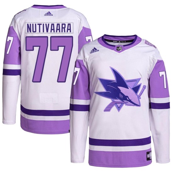 Markus Nutivaara San Jose Sharks Youth Authentic Hockey Fights Cancer Primegreen Adidas Jersey - White/Purple