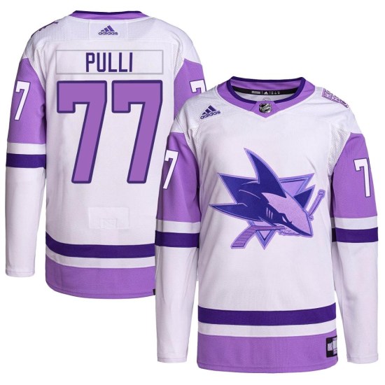 Valtteri Pulli San Jose Sharks Youth Authentic Hockey Fights Cancer Primegreen Adidas Jersey - White/Purple