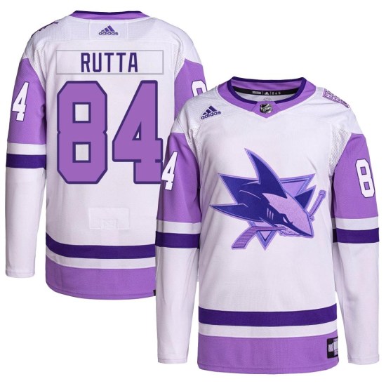Jan Rutta San Jose Sharks Youth Authentic Hockey Fights Cancer Primegreen Adidas Jersey - White/Purple
