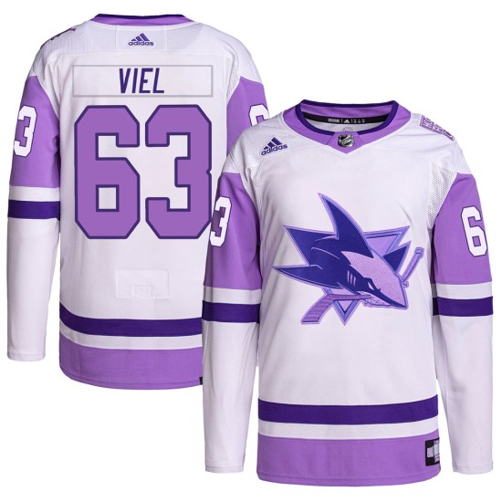 Jeffrey Viel San Jose Sharks Youth Authentic Hockey Fights Cancer Primegreen Adidas Jersey - White/Purple
