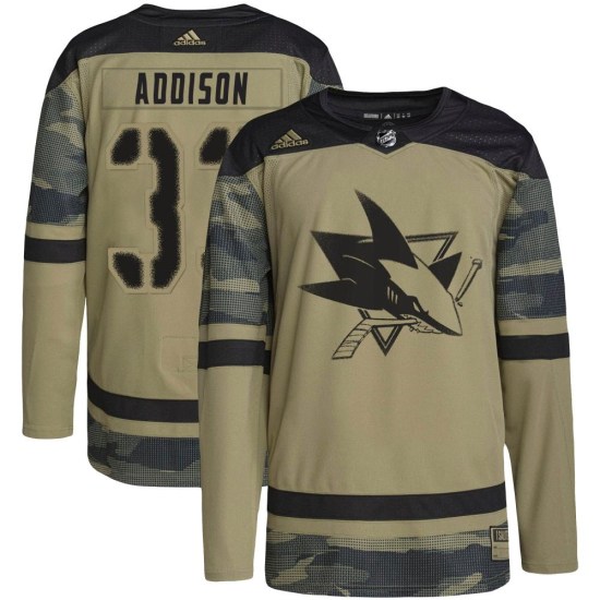 Calen Addison San Jose Sharks Youth Authentic Military Appreciation Practice Adidas Jersey - Camo