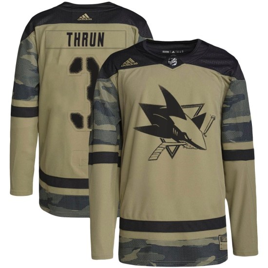 Henry Thrun San Jose Sharks Youth Authentic Military Appreciation Practice Adidas Jersey - Camo